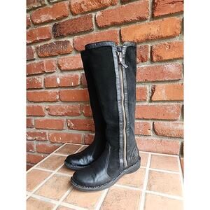 Clark's Womens Black Suede Leather Side Zip Tall Shaft Boots Sz 6M Nikki Park